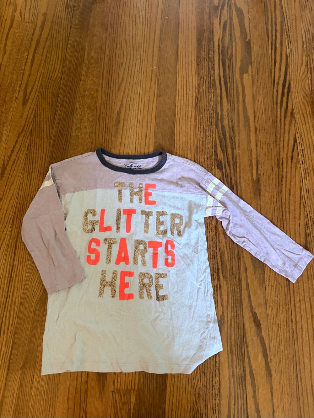 Crewcuts Kids Lavender & White 'The Glitter Starts Here' Long Sleeve Shirt